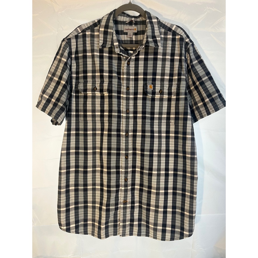 Carhartt Mens XL Tall Relaxed Fit Plaid Short Sleeve Button Down Shirt 103006412